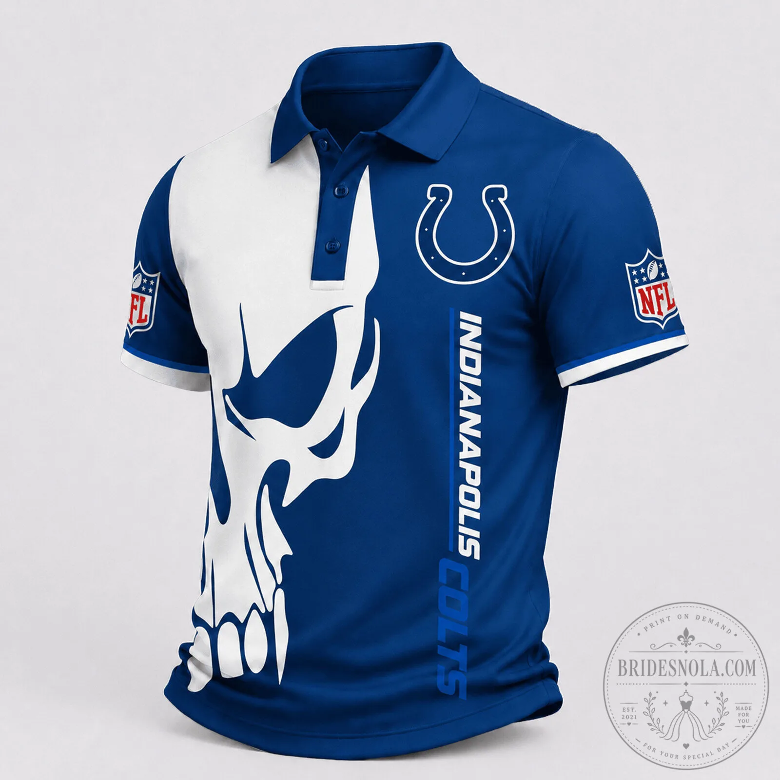 Indianapolis Colts Skull Design National Football League Polo Shirt