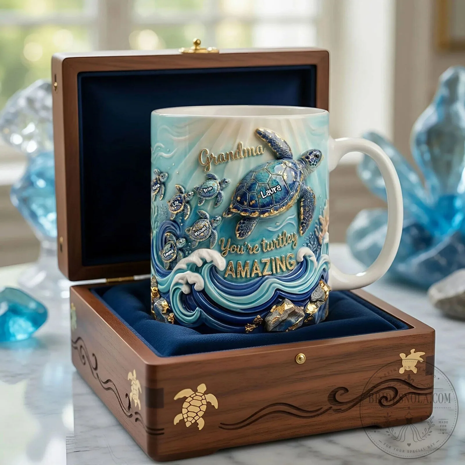 Personalized Grandma Turtle Coffee Mug - You Are Turtley Amazing Ocean Gift