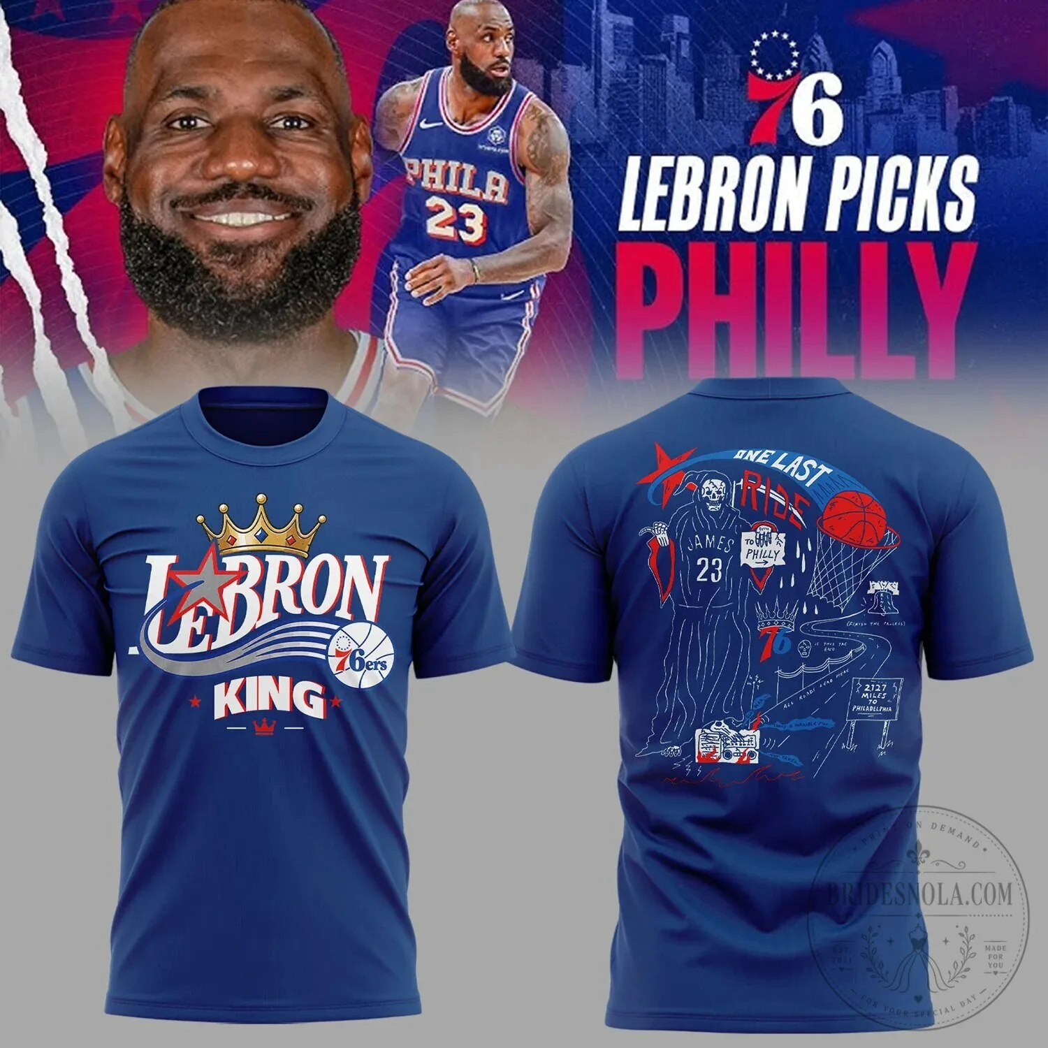 LeBron James Philadelphia Sixers King Basketball Fan T-Shirt