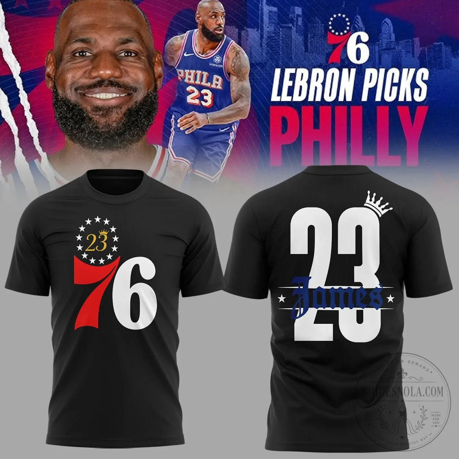 Sixers Basketball T-Shirt for LeBron James Fans