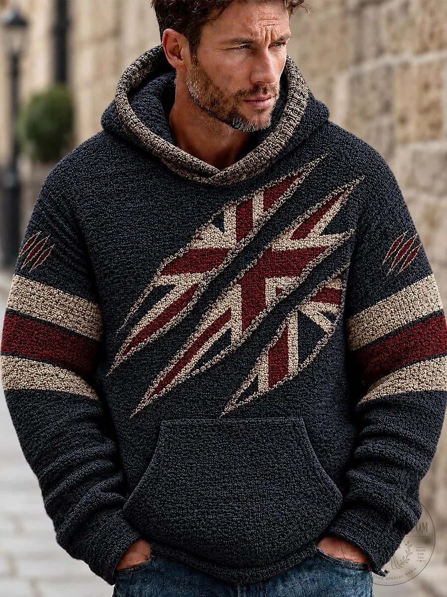 British Union Jack Flag Claw Mark Design Men's Casual Hoodie