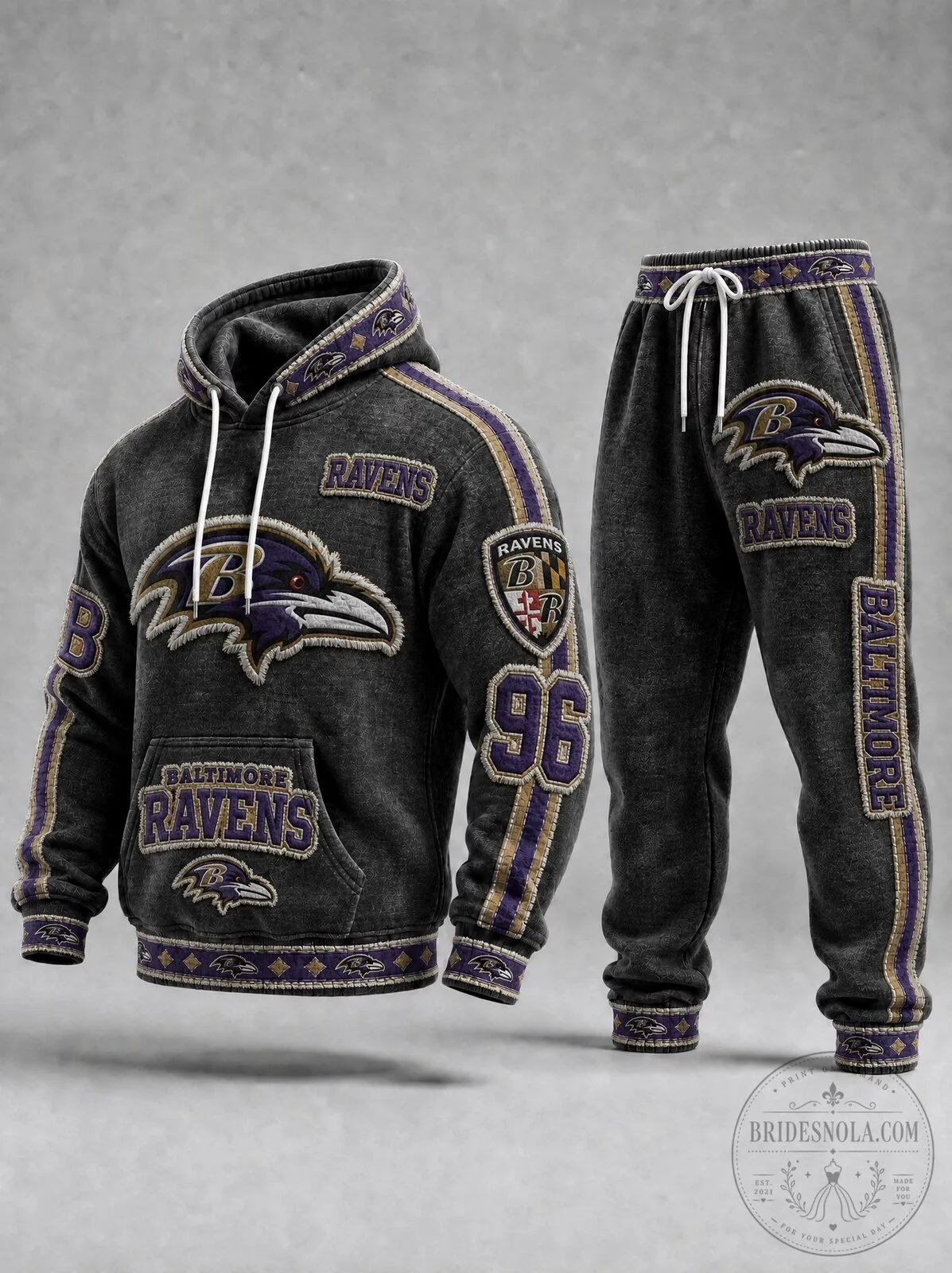 Baltimore Ravens Football Team Hoodie and Sweatpants Tracksuit Set