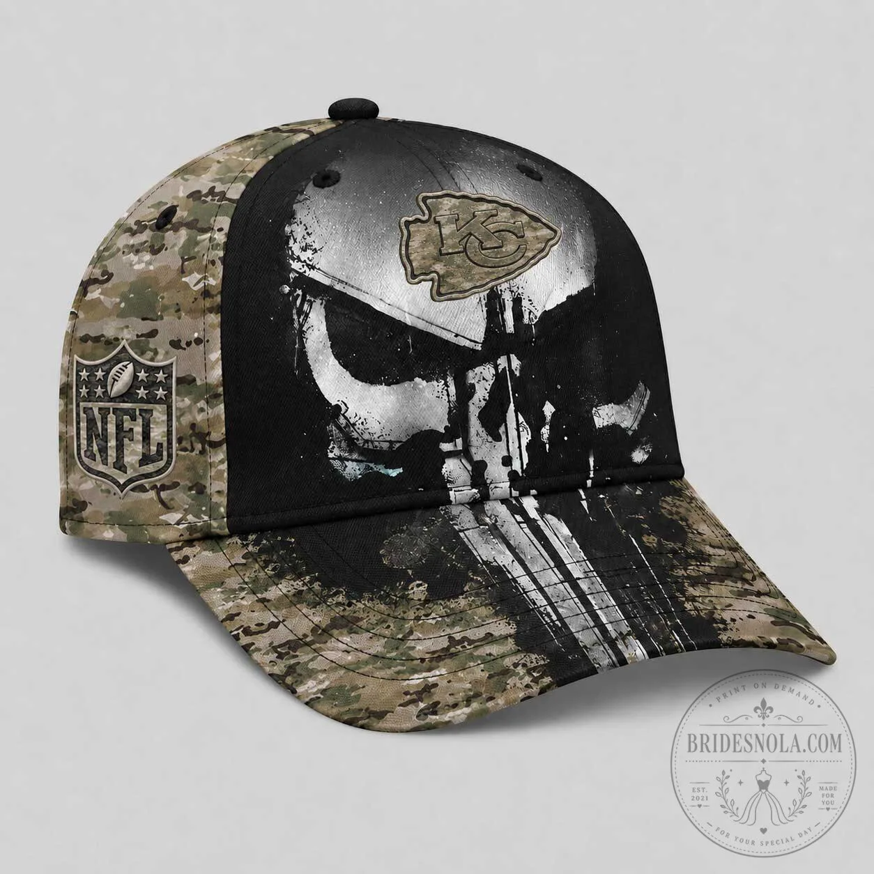 Kansas City Chiefs National Football League Skull Camouflage Pattern Cap Hat