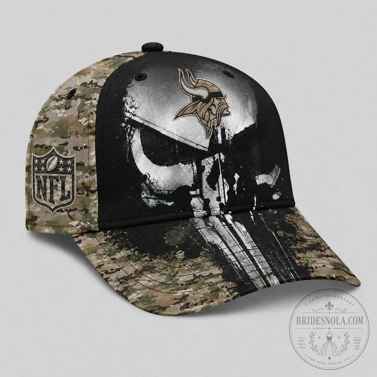 Minnesota Vikings NFL Military Skull Camouflage Baseball Cap Hat