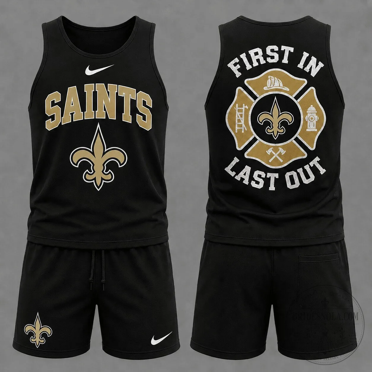 New Orleans Saints Firefighter First In Last Out Black Tank Top