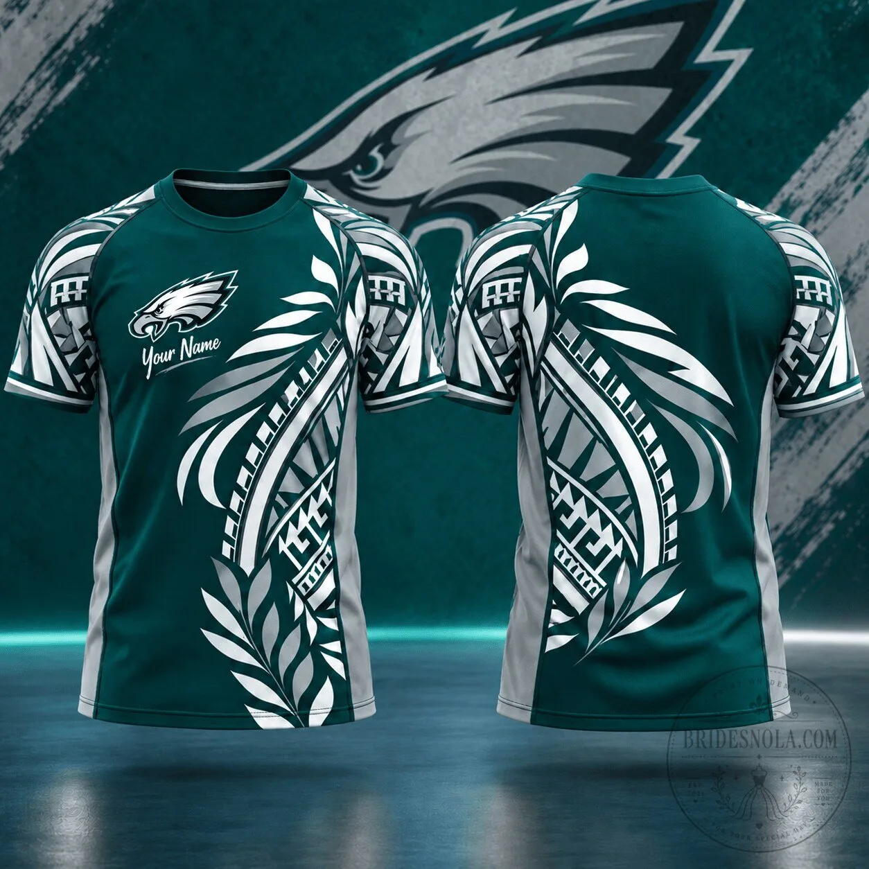 NFL Football Philadelphia Eagles Custom Name Tribal Graphic T-Shirt