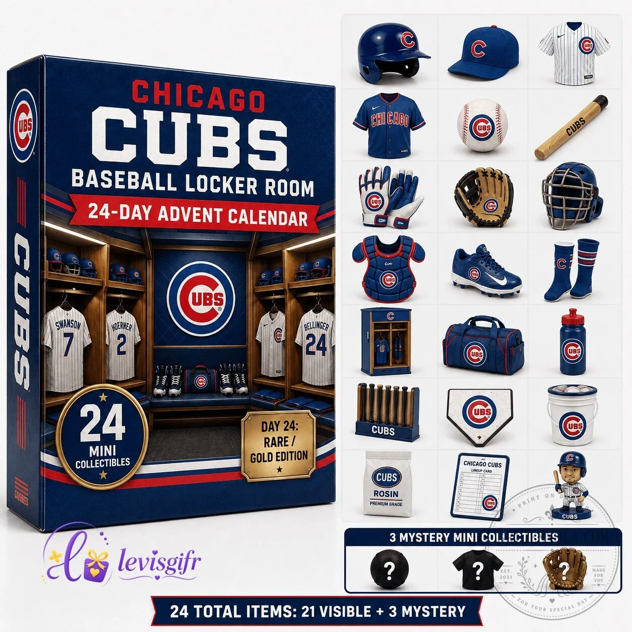 Chicago Cubs Baseball Locker Room 24 Day Advent Calendar Collectibles