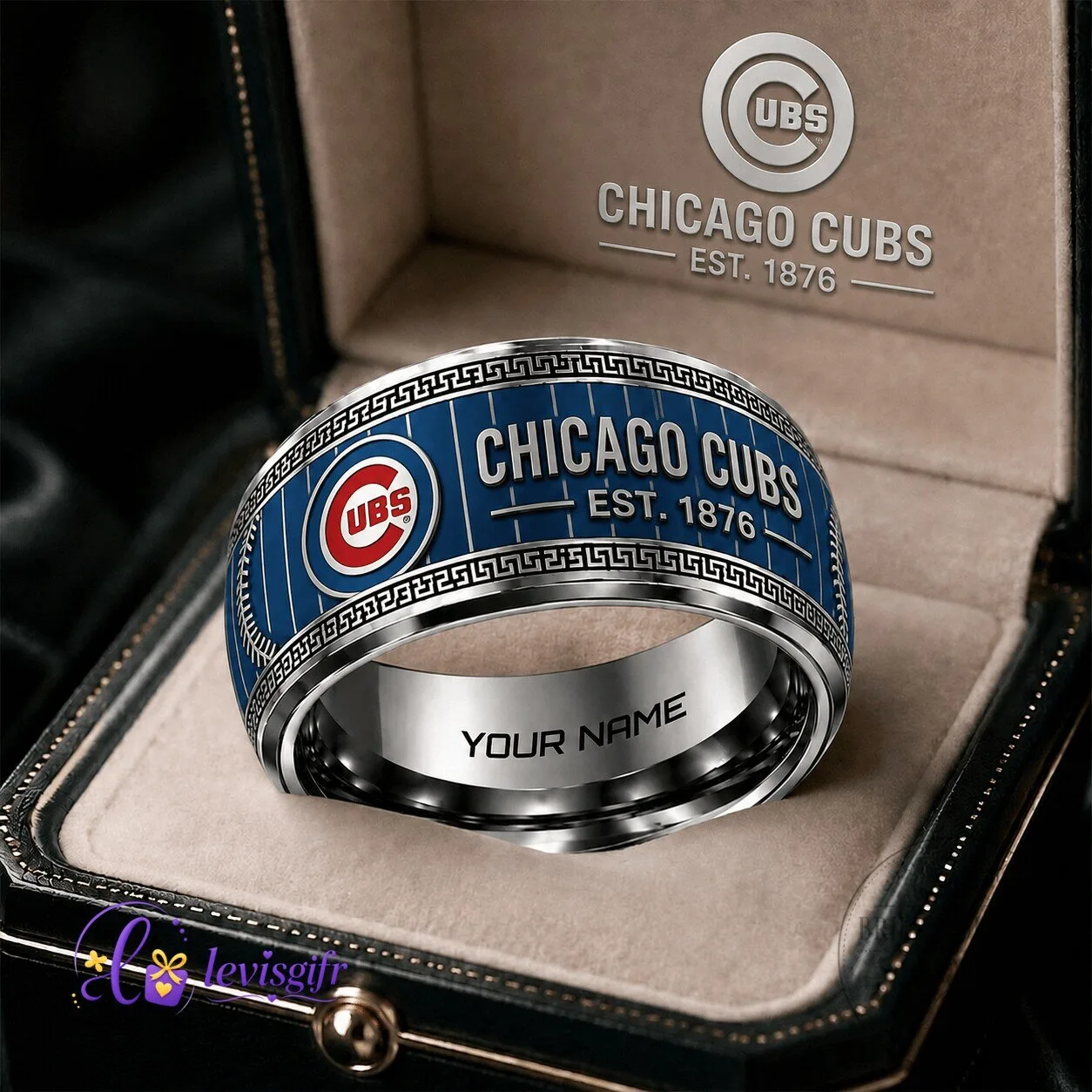 Chicago Cubs Baseball Personalized Tungsten Steel Ring for Men and Women