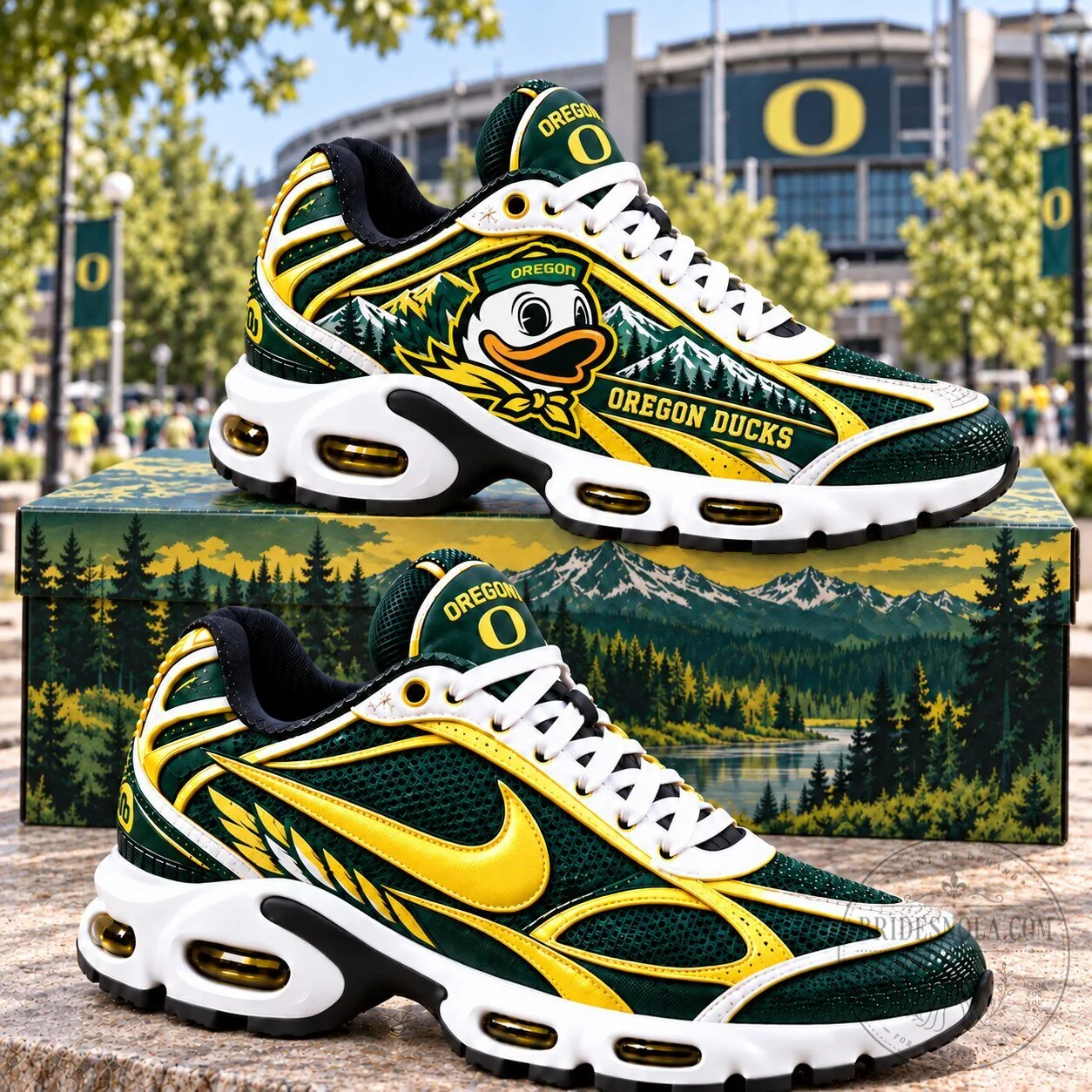 Oregon Ducks Donald Duck Mascot Design Running Shoes
