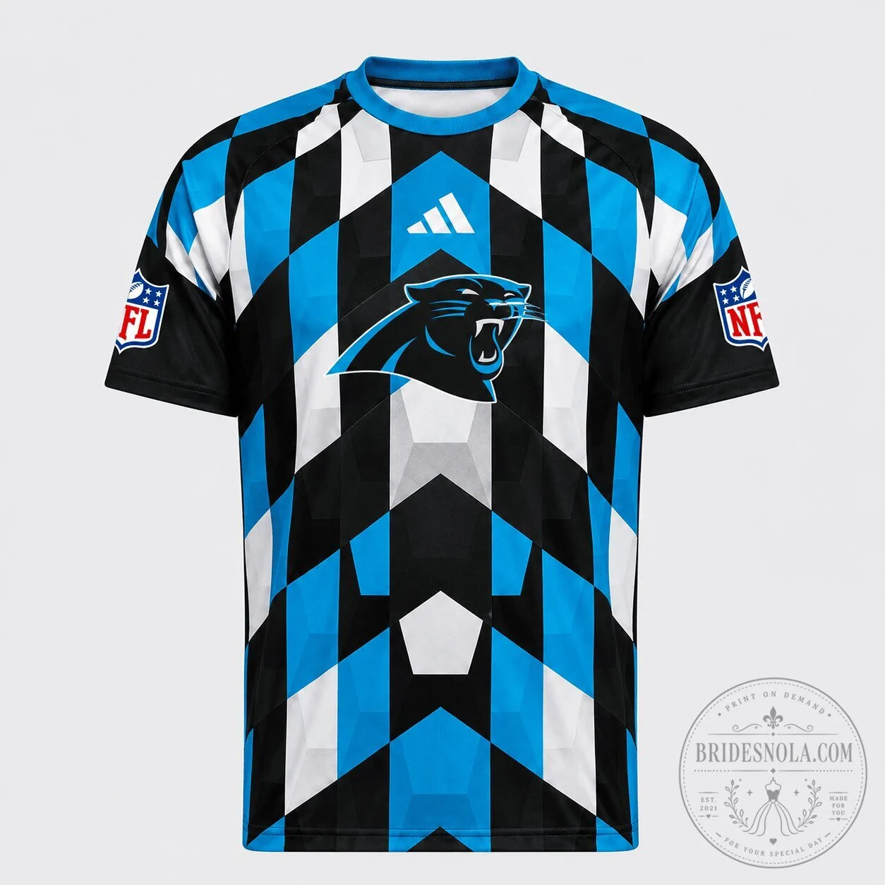 Carolina Panthers NFL Fan Shirt Geometric Pattern Performance Football Jersey