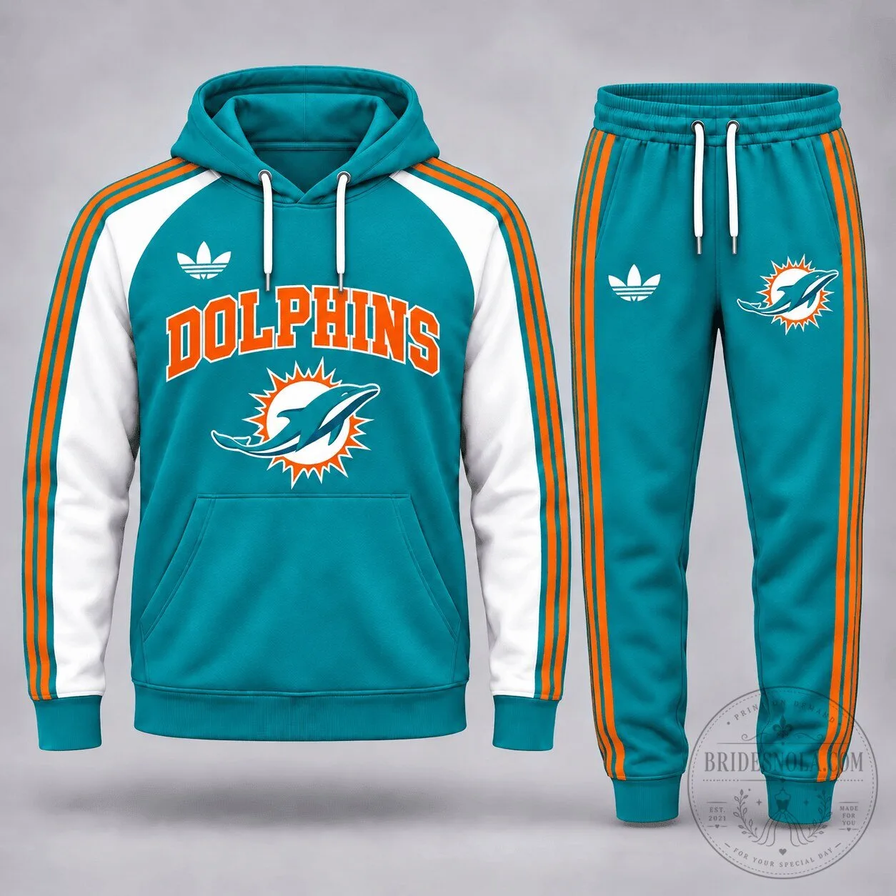 Miami Dolphins NFL Football Team Logo Teal Hoodie and Jogger Pants Set