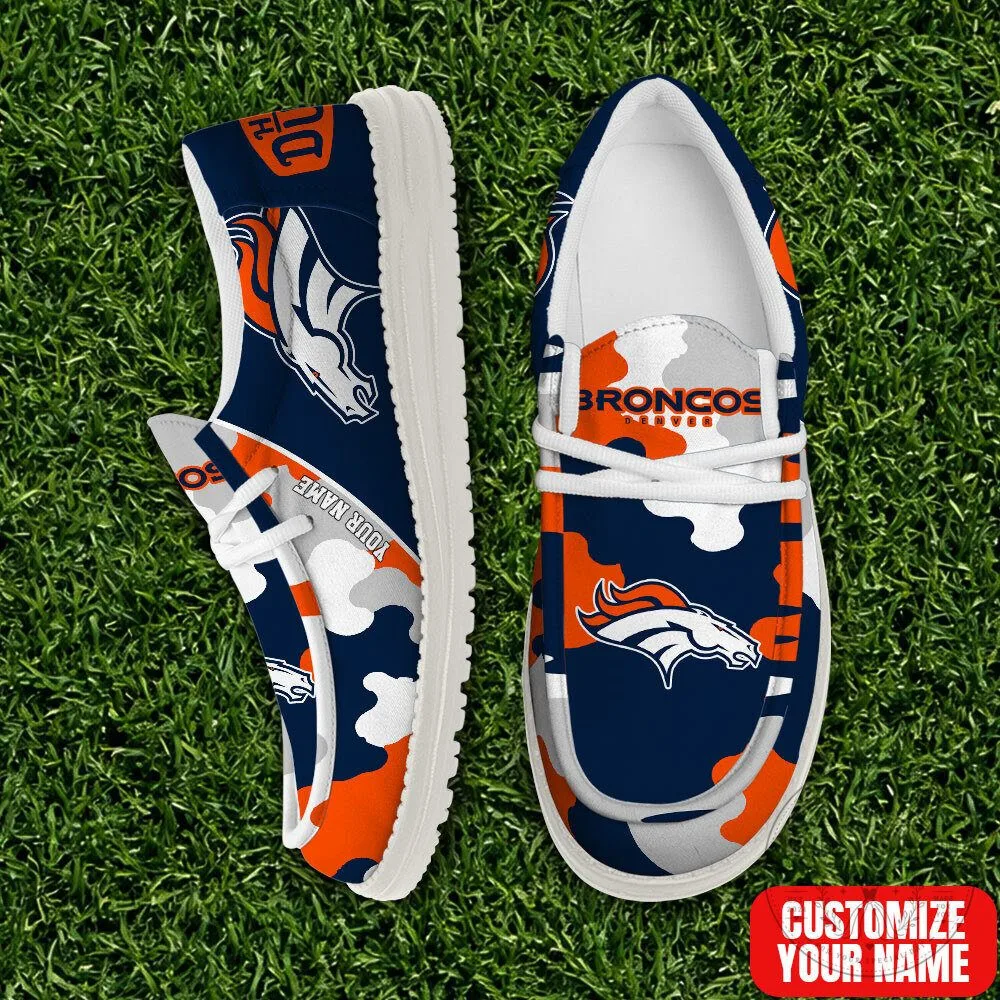 Denver Broncos Personalized Camouflage Pattern Team Logo Shoes