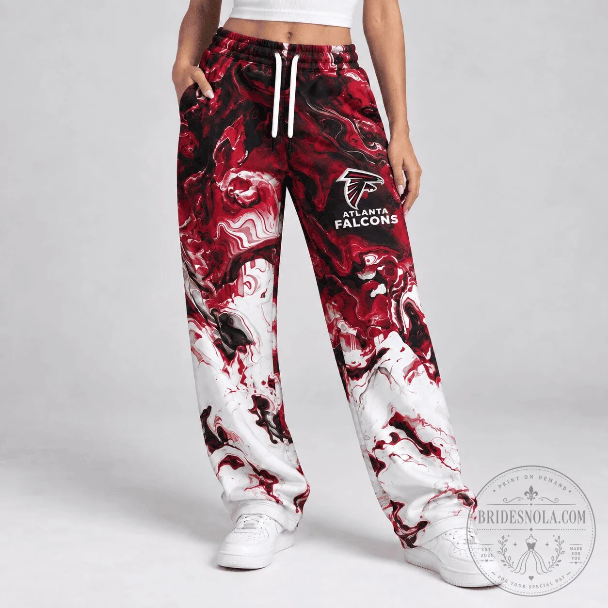 Atlanta Falcons Red and White Marble Swirl Design Team Logo Pants 2 Atlanta Falcons Red and White Marble Swirl Design Team Logo Pants