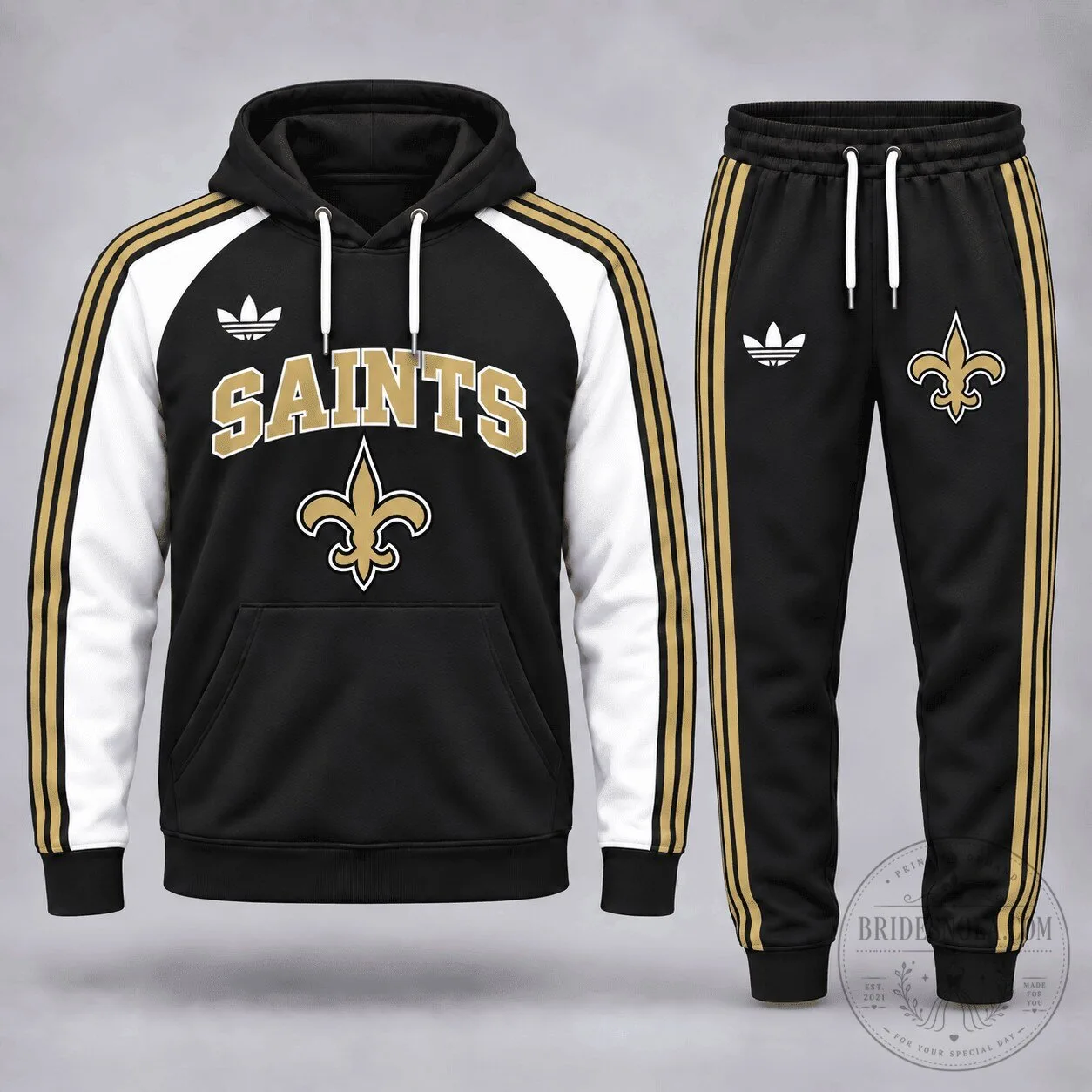 New Orleans Saints National Football League Black Gold White Hoodie and Jogger Set