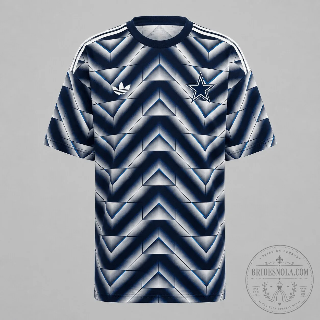 Dallas Cowboys Retro Geometric Pattern Football Jersey with Adidas Stripes