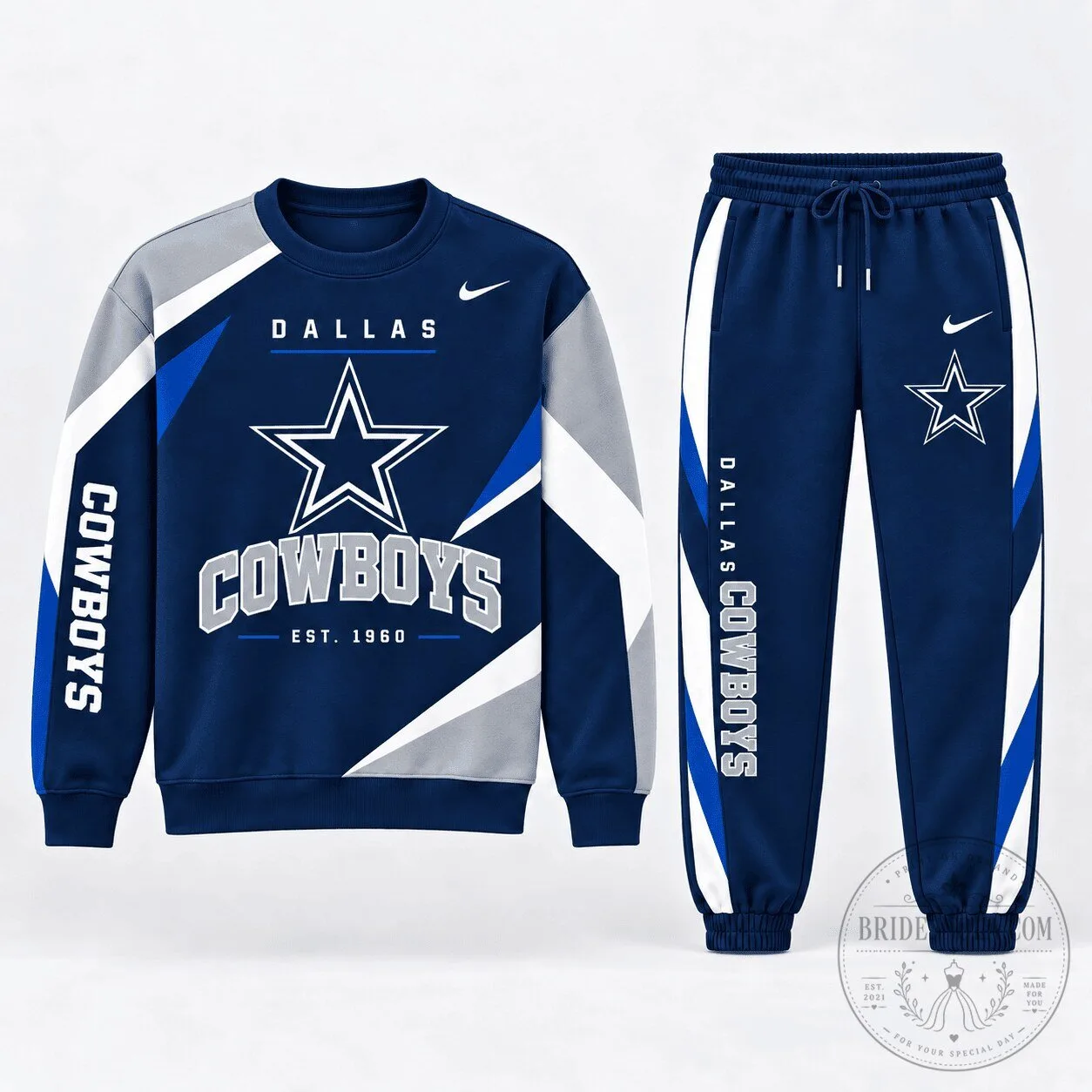 Dallas Cowboys NFL Football Team Logo Crewneck Sweatshirt and Jogger Pants Set