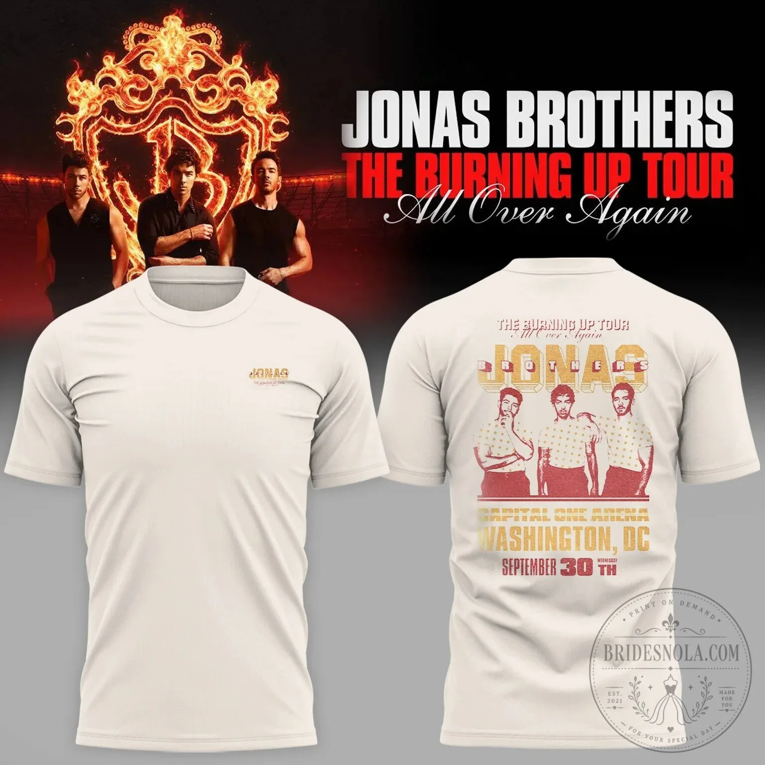 Washington DC Concert T-Shirt for Jonas Brothers The Burning Up Tour All Over Again