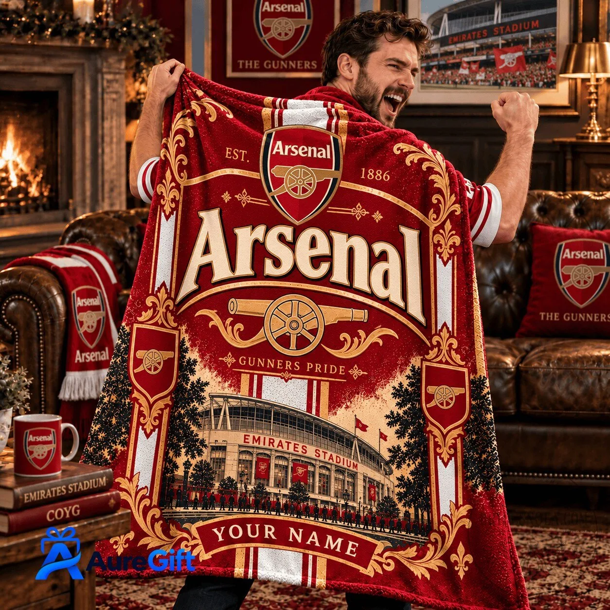 Arsenal Football Club Emirates Stadium Personalized Fleece Blanket