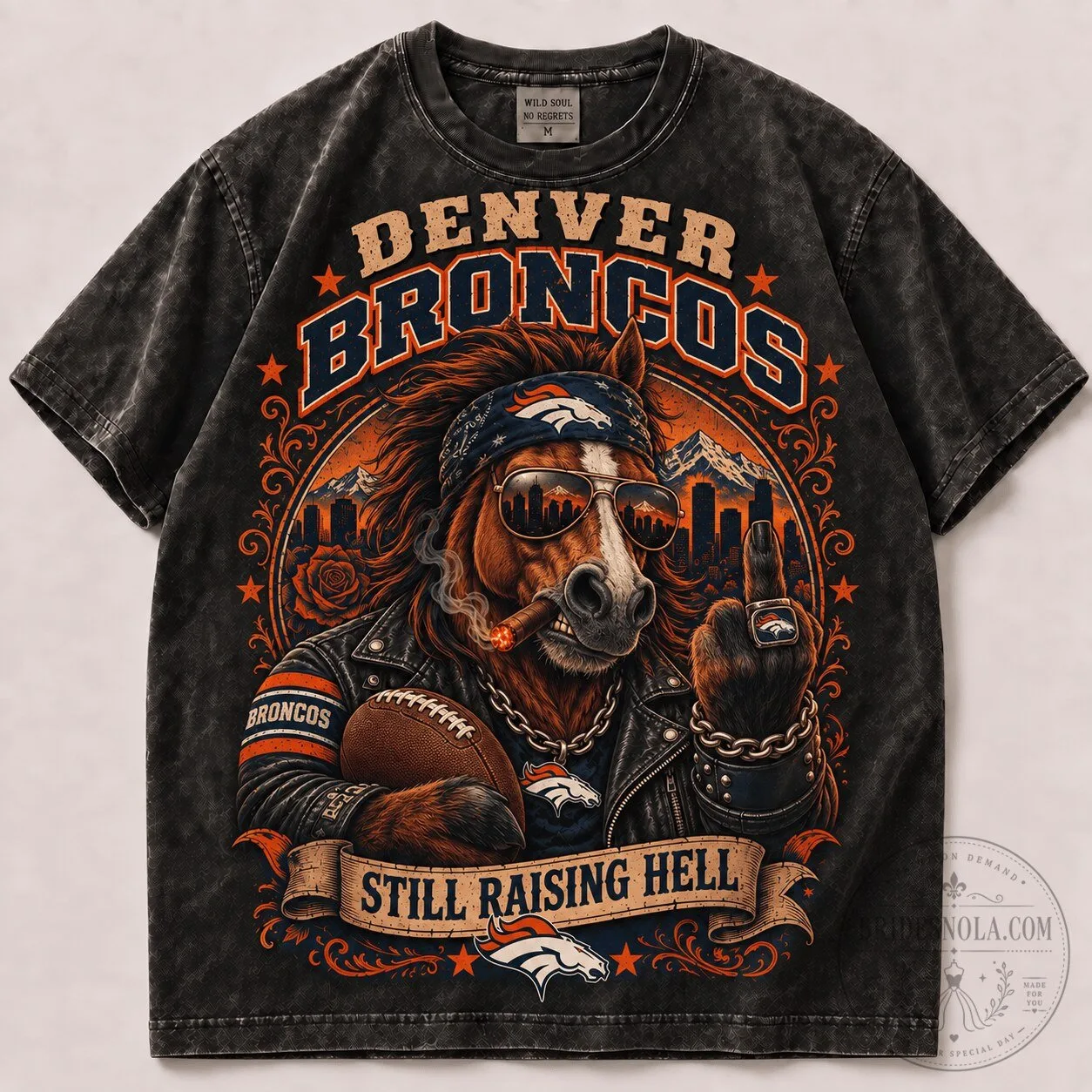 Denver Broncos Football 1d Fan Shirt Vintage Washed T-Shirt