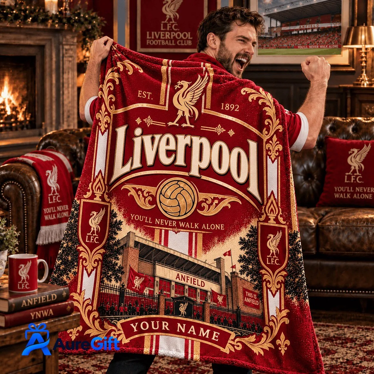 Liverpool Football Club Anfield Stadium Personalized Fleece Blanket
