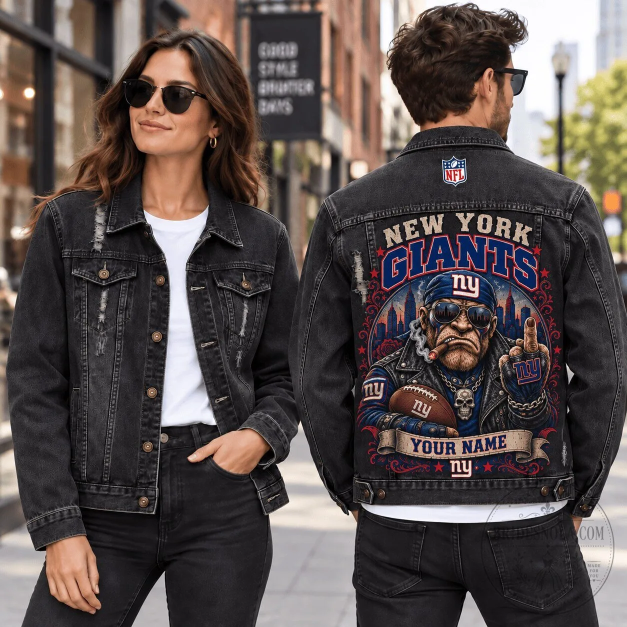 New York Giants NFL Football Team Custom Name Denim Jacket 1 New York Giants NFL Football Team Custom Name Denim Jacket