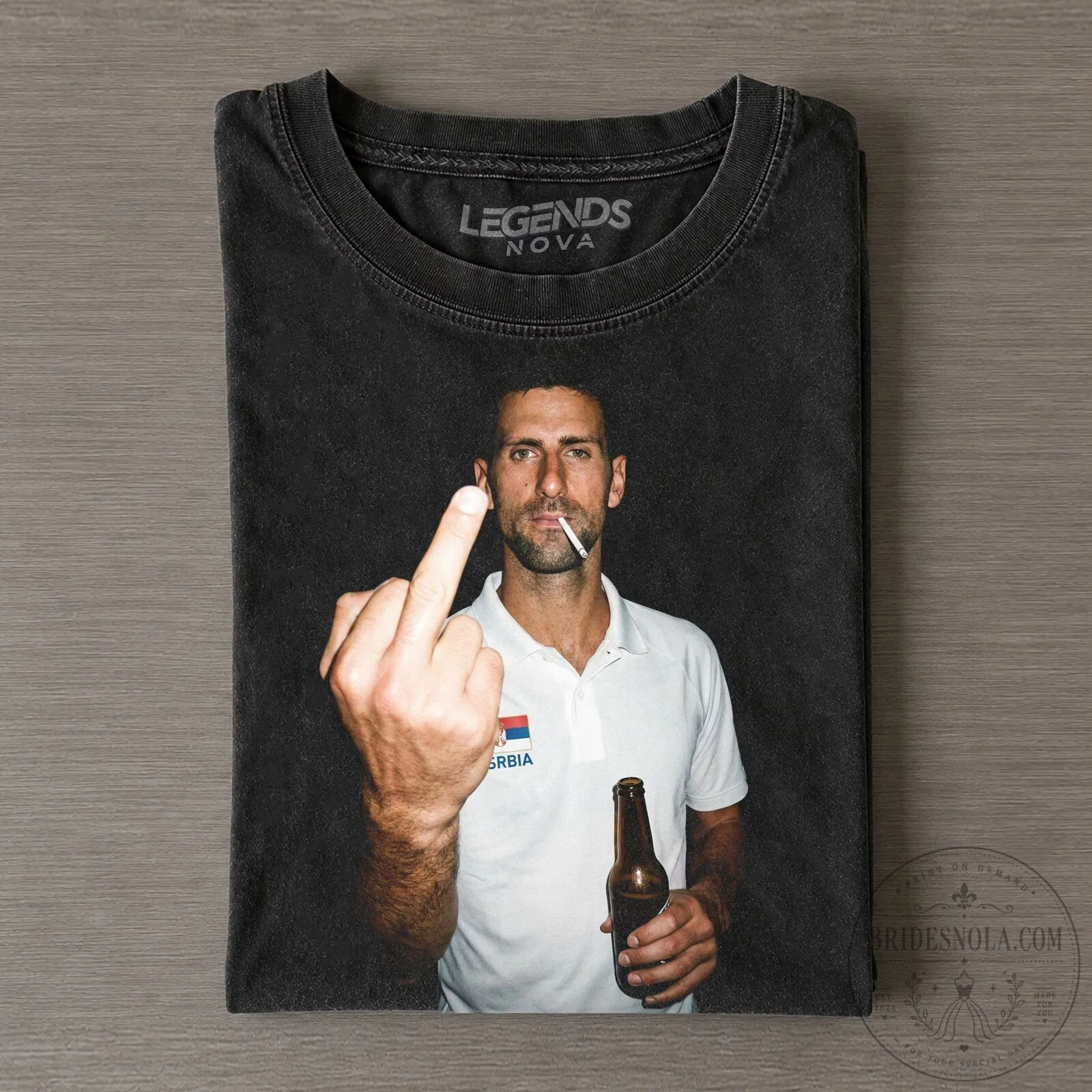 Novak Djokovic Middle Finger Smoking Beer Serbia Tennis Player T-Shirt