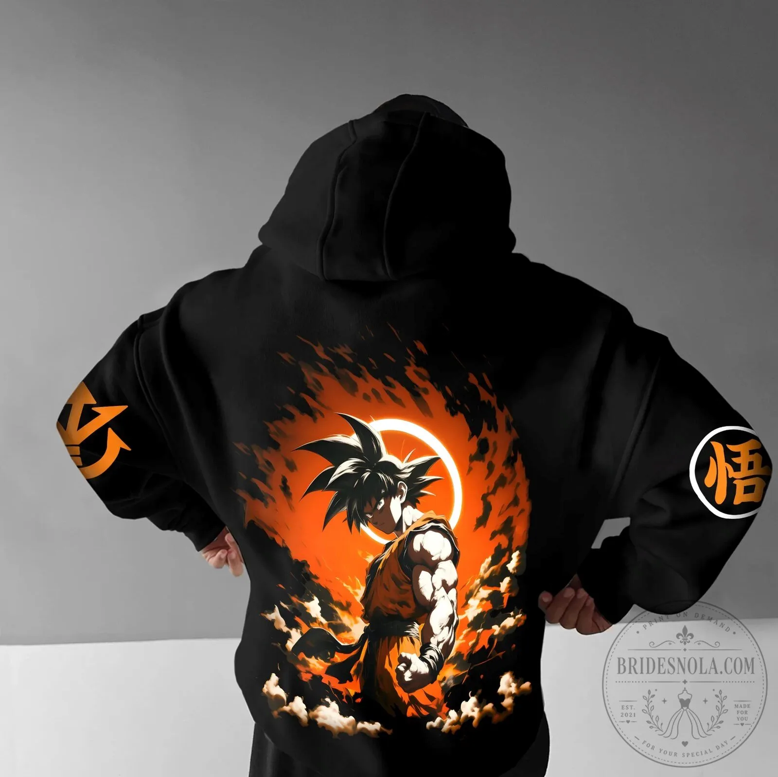 Dragon Ball Z Goku Super Saiyan Power Up Anime Graphic Black Hoodie