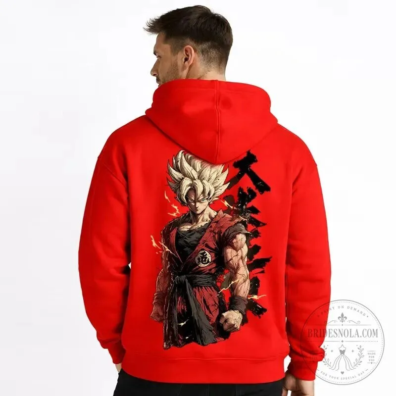 Dragon Ball Z Super Saiyan Goku Anime Graphic Red Hoodie