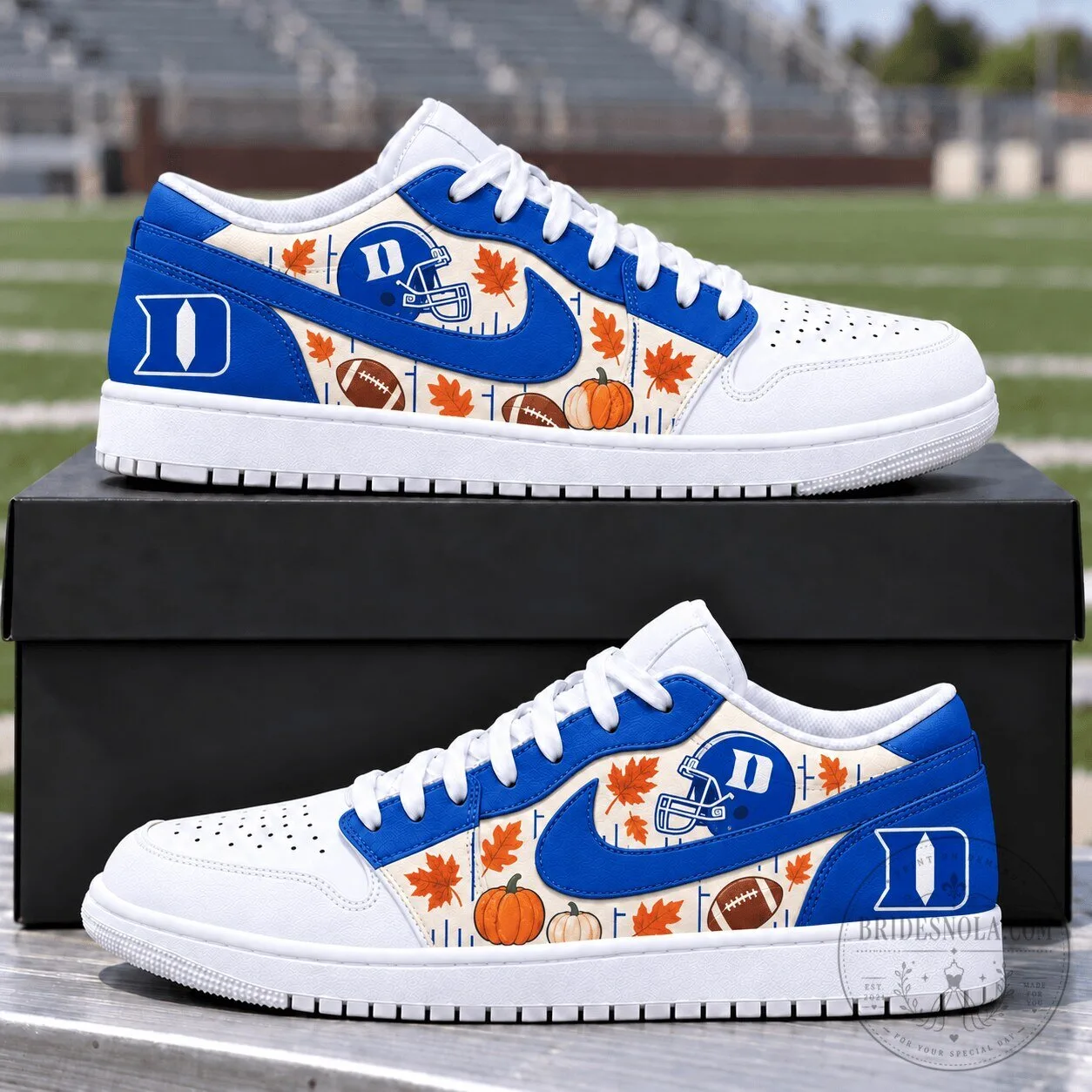 Duke Blue Devils Autumn Vibes Custom Printed Low Top Sneakers