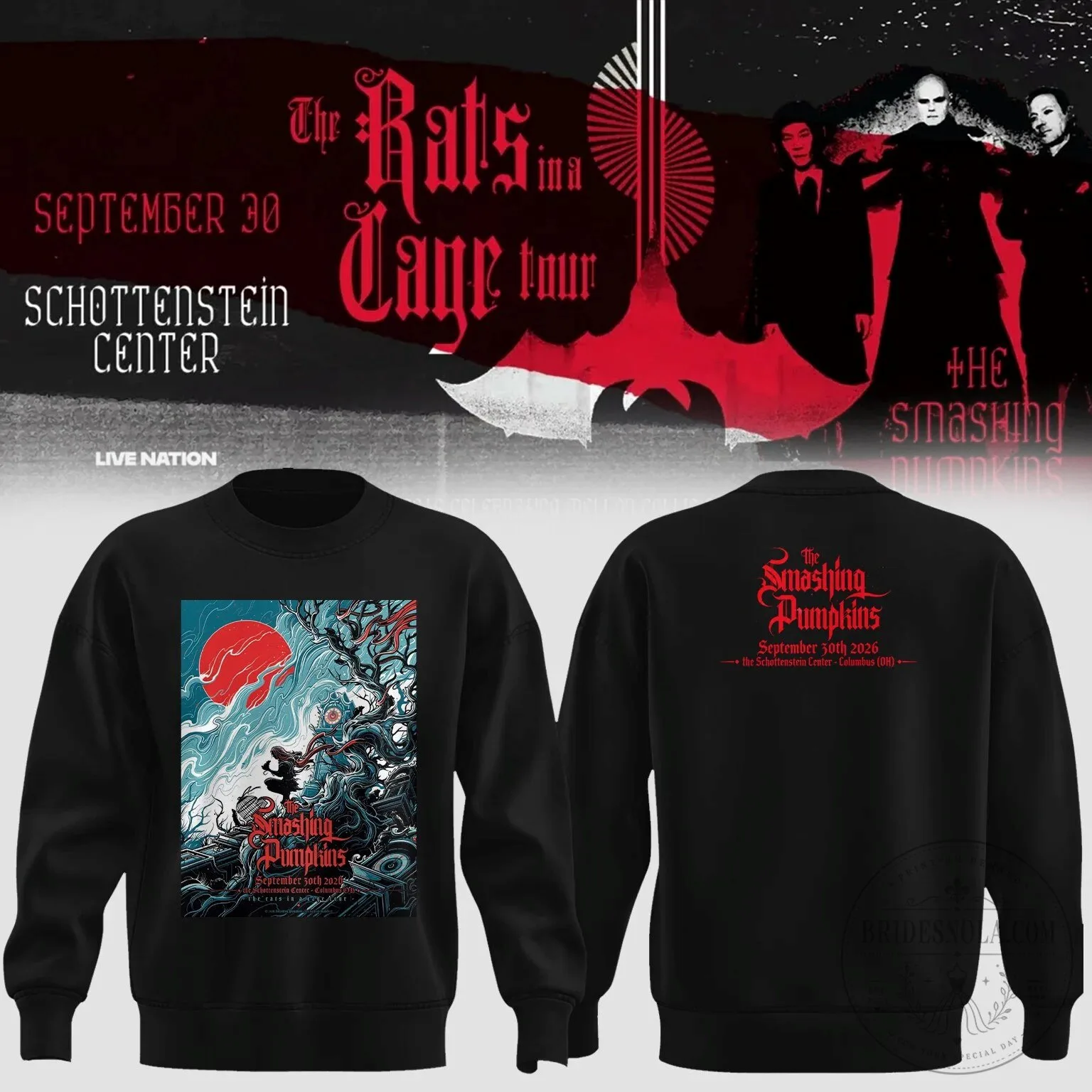 Columbus Ohio 2026 Concert Sweatshirt for The Smashing Pumpkins Rats in a Cage Tour
