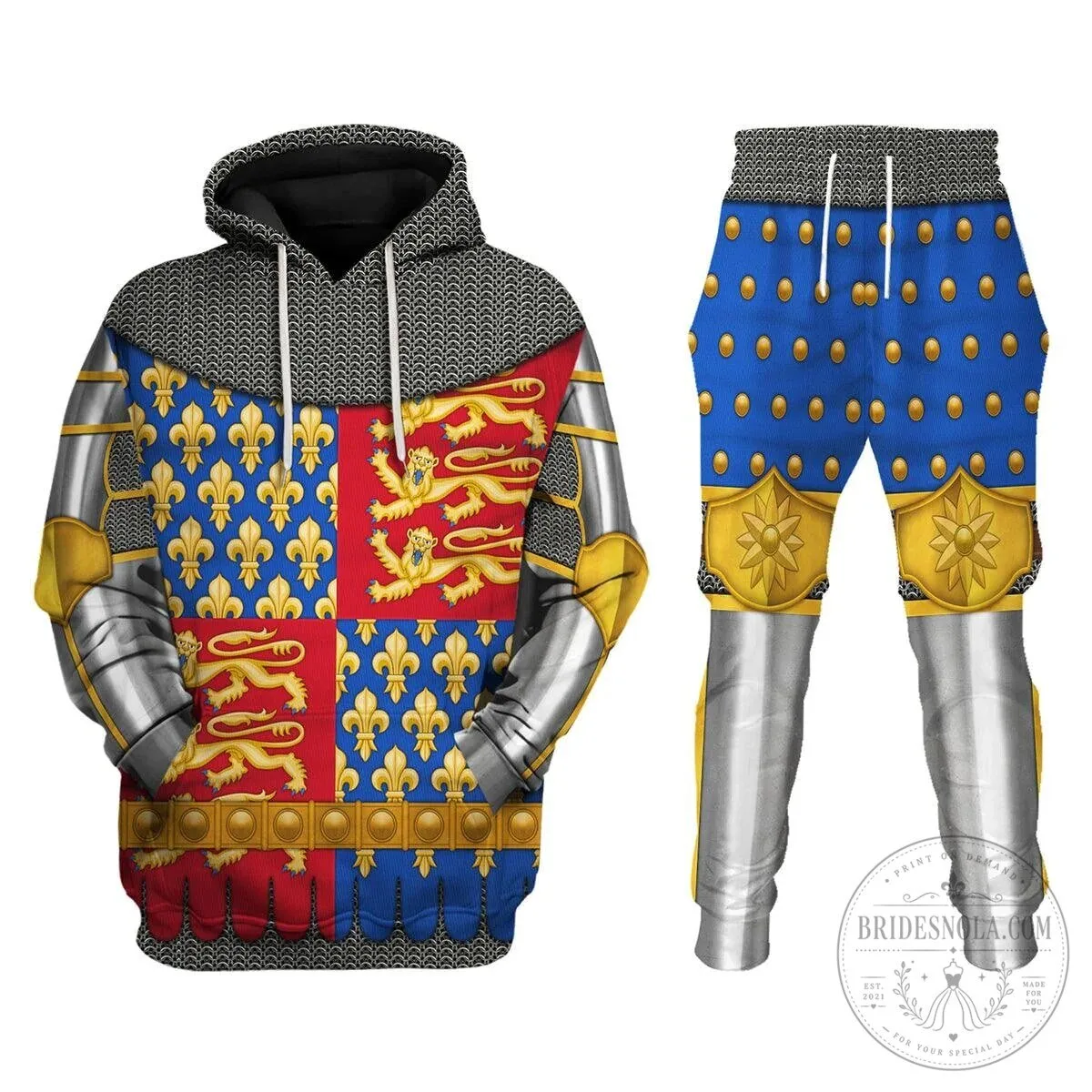 Edward III of England Knight Armor Costume Hoodie and Sweatpants Set