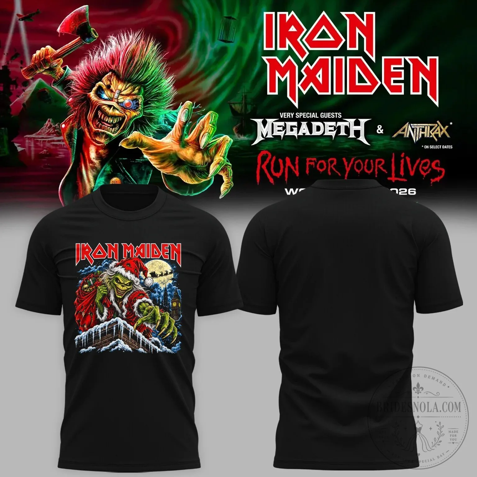 Iron Maiden The Number Of The Beast Eddie The Head Grinch Christmas T-Shirt
