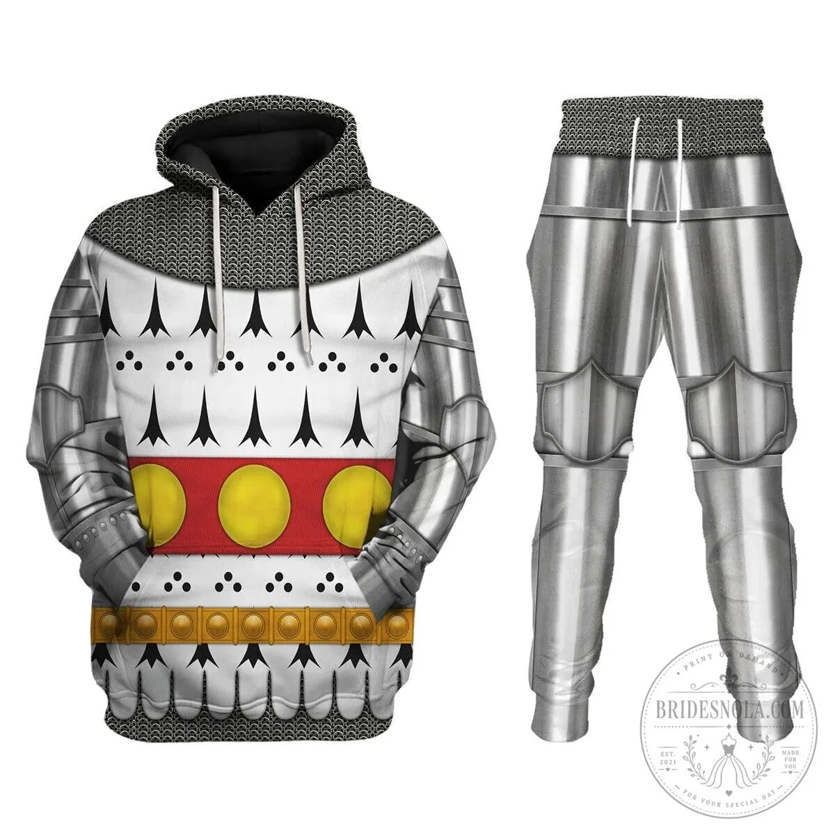 Knight Armor Medieval Costume Chainmail Print Hoodie