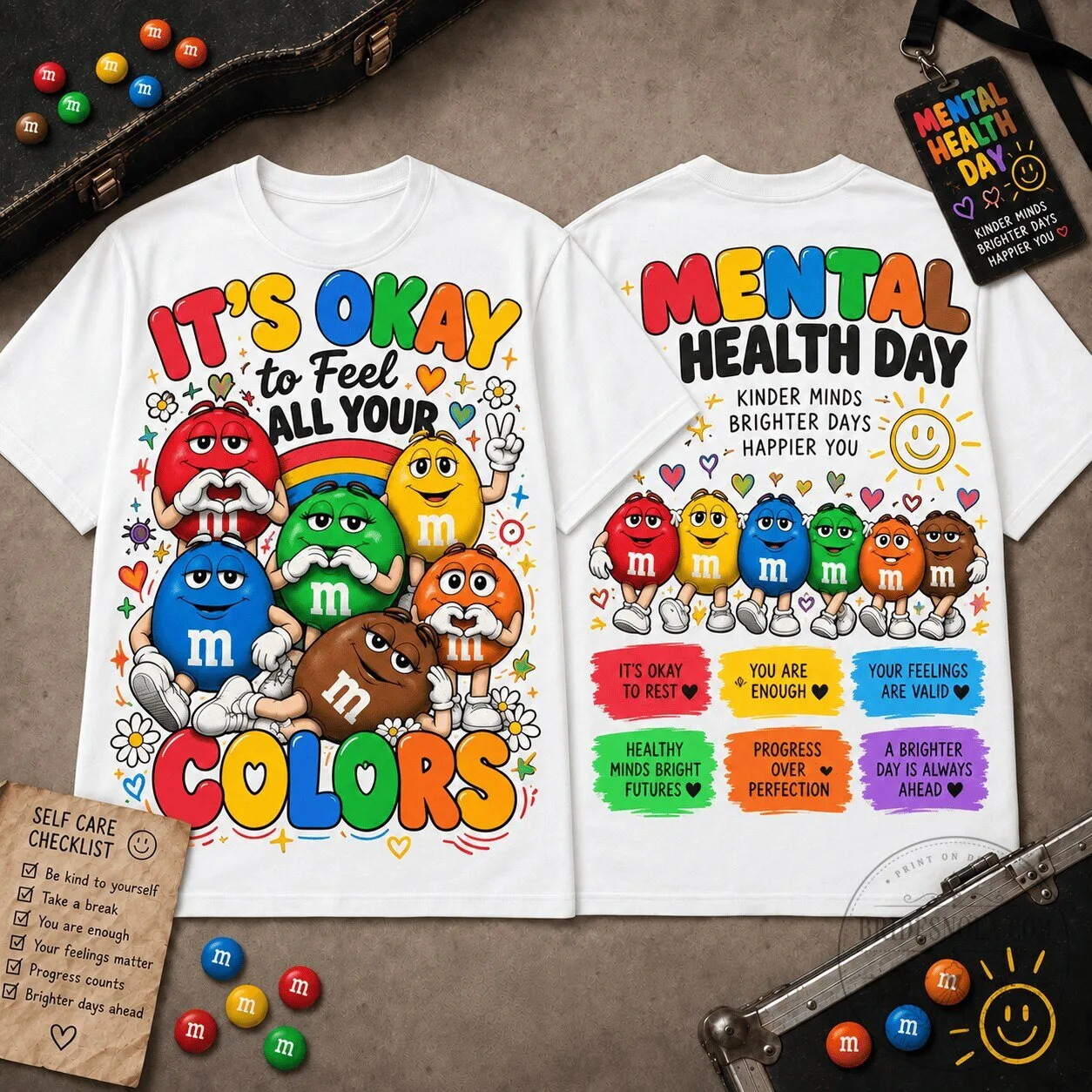 M&M's Mental Health Day It's Okay To Feel All Your Colors T-Shirt