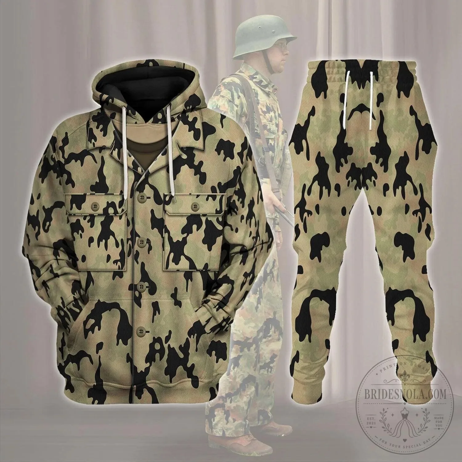 German Leibermuster Camouflage Pattern Military Style Hoodie Sweatshirt