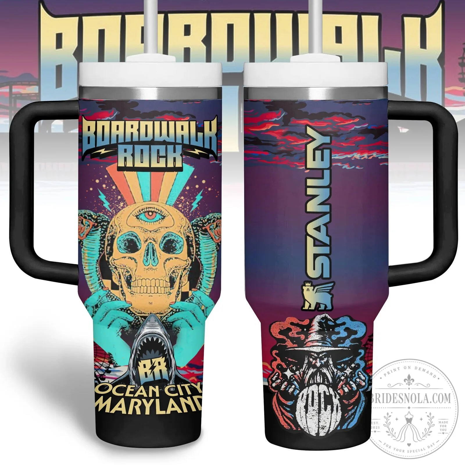 Boardwalk Rock Ocean City Maryland Stanley 40oz Tumbler With Handle