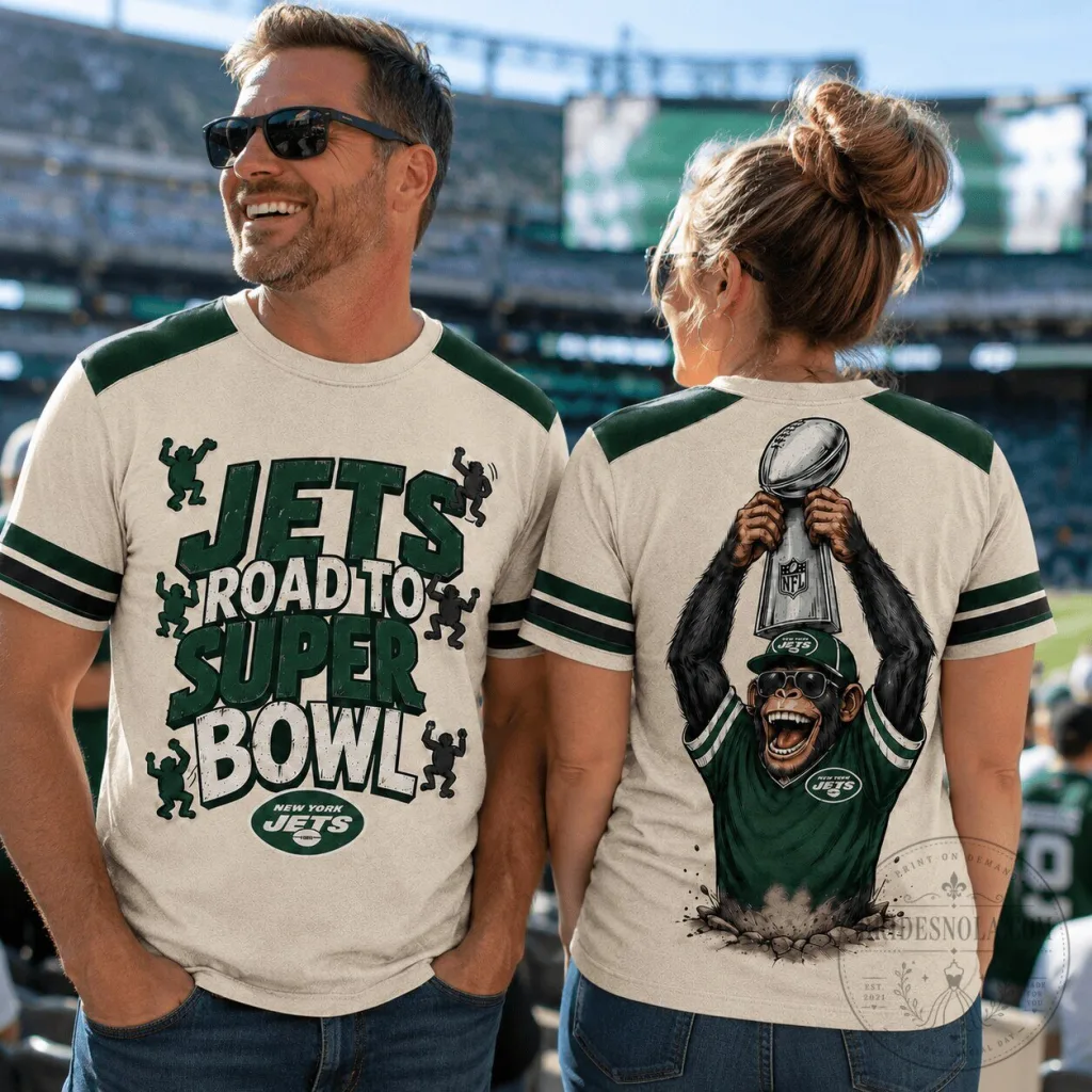 New York Jets Fan Shirt Road to Super Bowl Monkey Graphic T-Shirt New York Jets Fan Shirt Road to Super Bowl Monkey Graphic T-Shirt