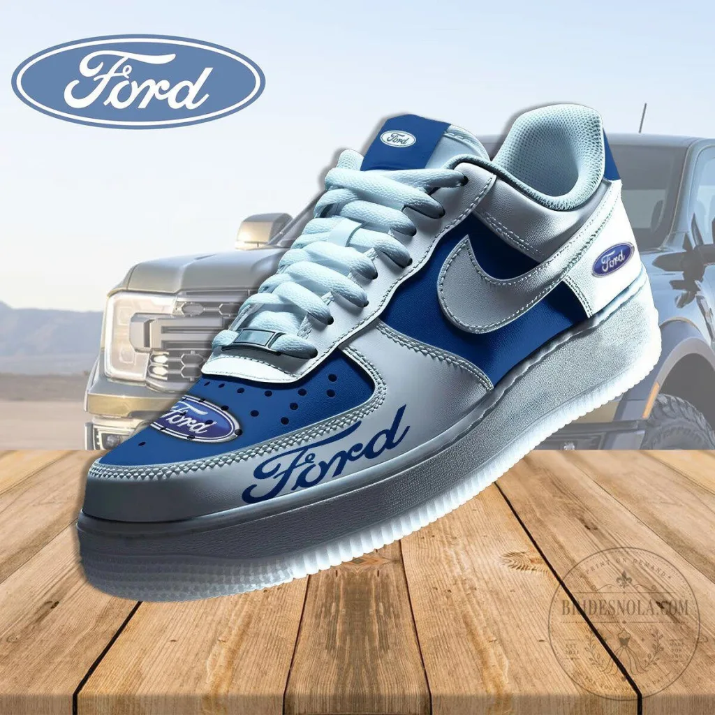 Ford Motor Company Blue and White Custom Branded Sneakers Ford Motor Company Blue and White Custom Branded Sneakers