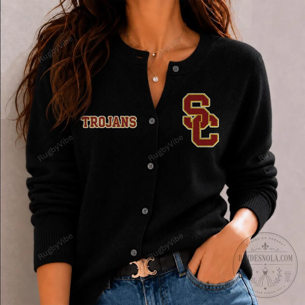 USC Trojans Embroidered Cardigan Sweater for Women