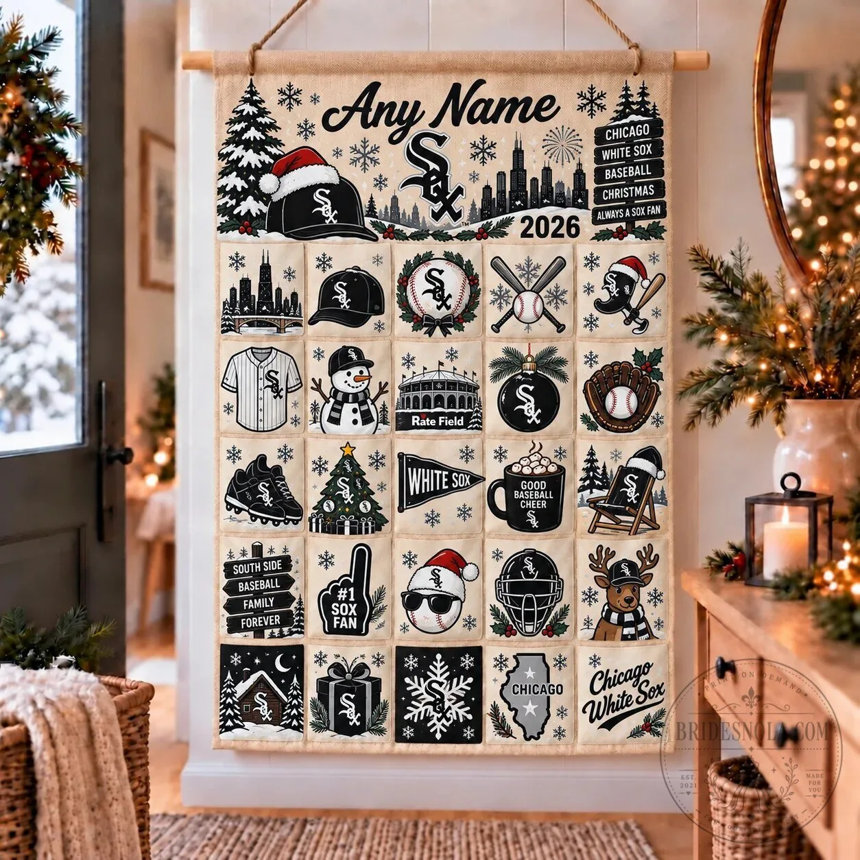 Chicago White Sox Christmas Baseball Fan Advent Calendar Wall Hanging
