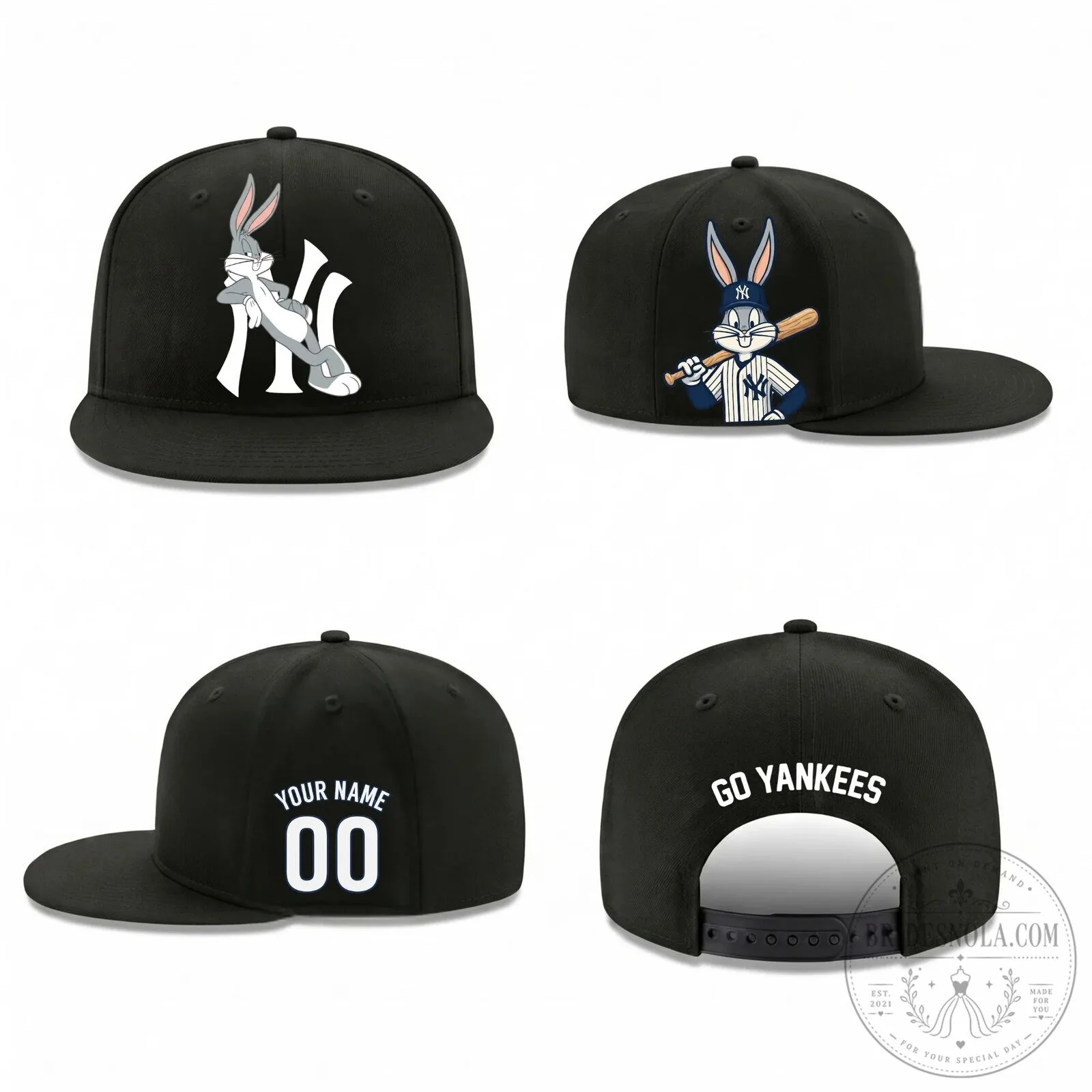 New York Yankees Bugs Bunny Baseball Team Personalized Snapback Cap Hat
