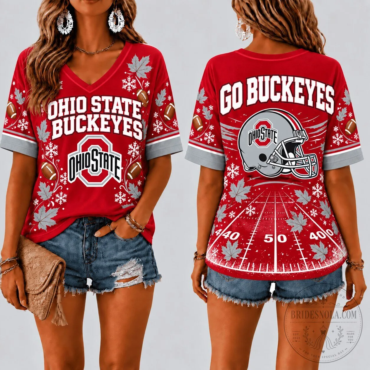 Ohio State Buckeyes Football Fall Season V-Neck T-Shirt