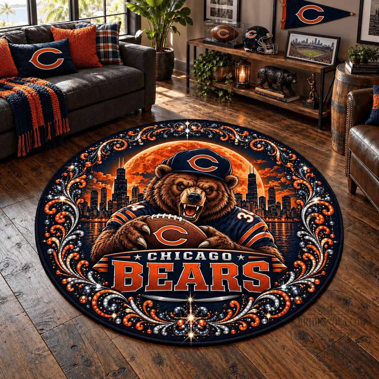 Chicago Bears Football Team Mascot Round Rug