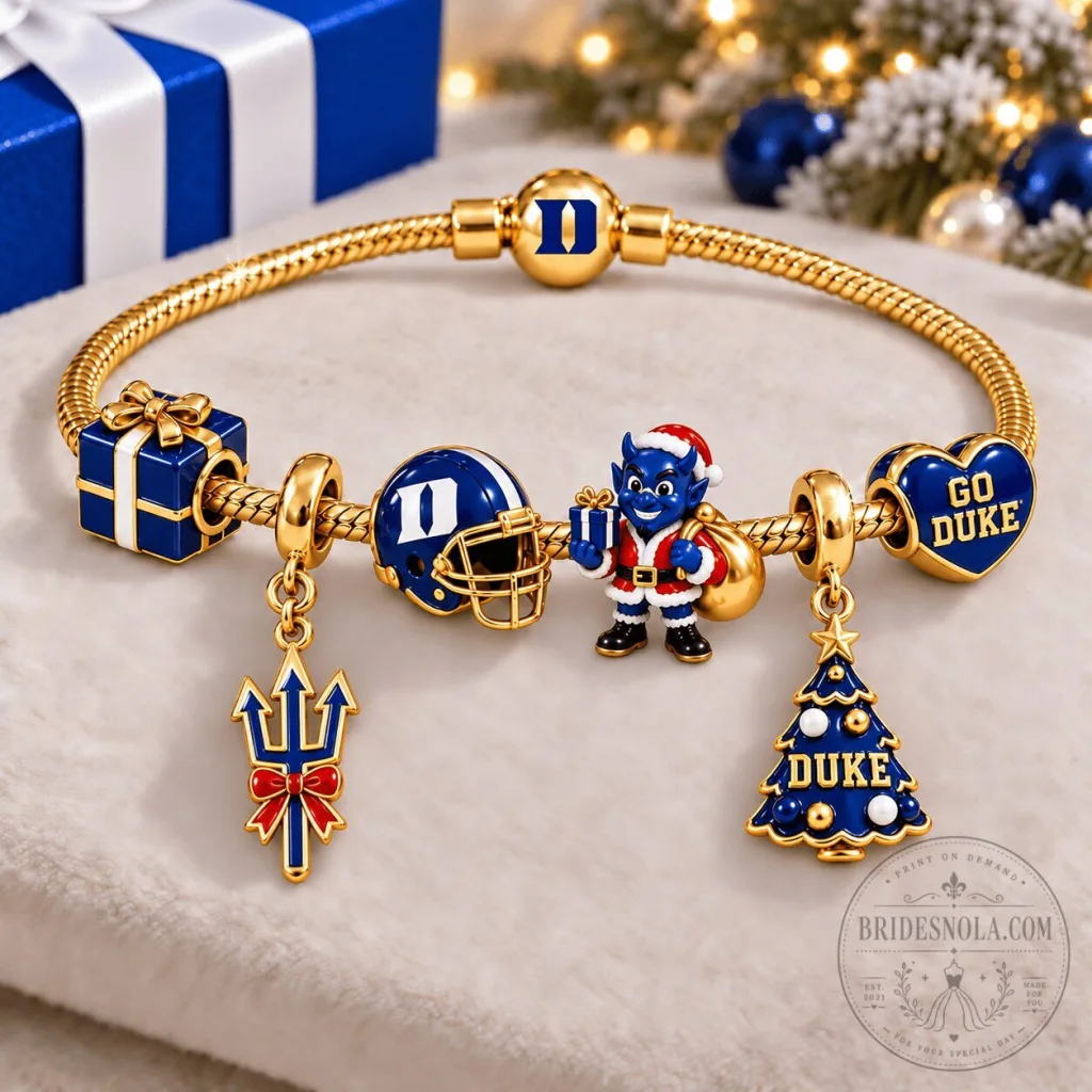 Duke Blue Devils Christmas Holiday Gold Charm Bracelet Duke Blue Devils Christmas Holiday Gold Charm Bracelet