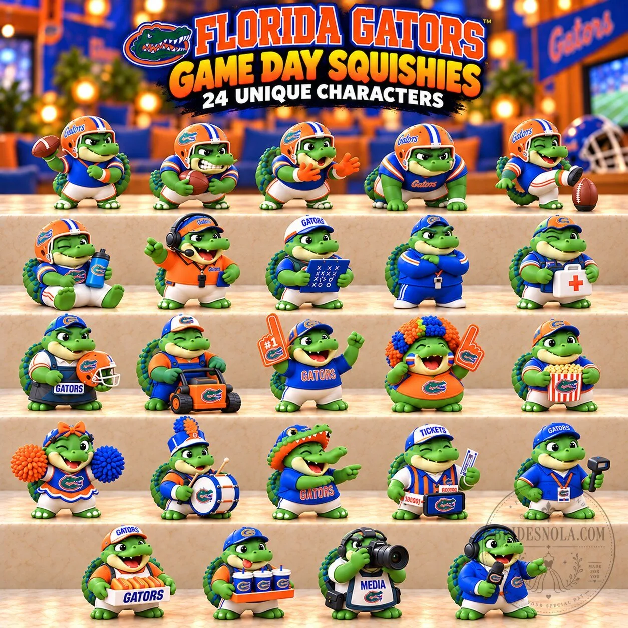 Florida Gators Game Day Squishies Collection 24 Unique Characters Figurine