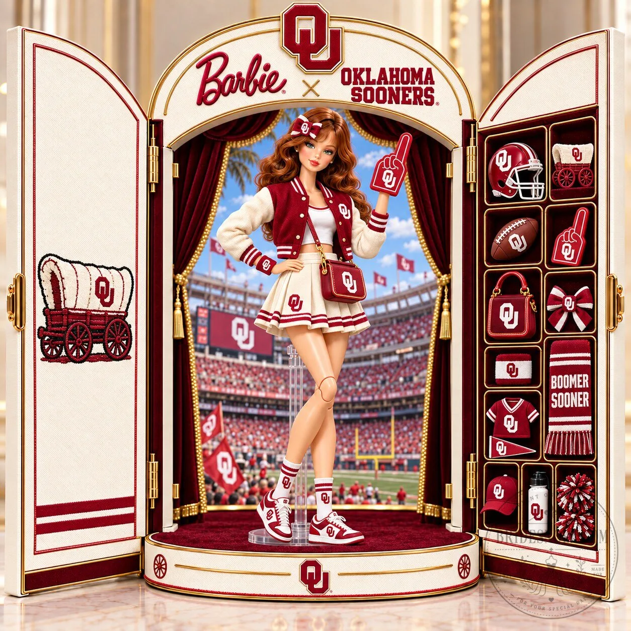 Barbie Oklahoma Sooners College Football Cheerleader Doll Collectible Figurine