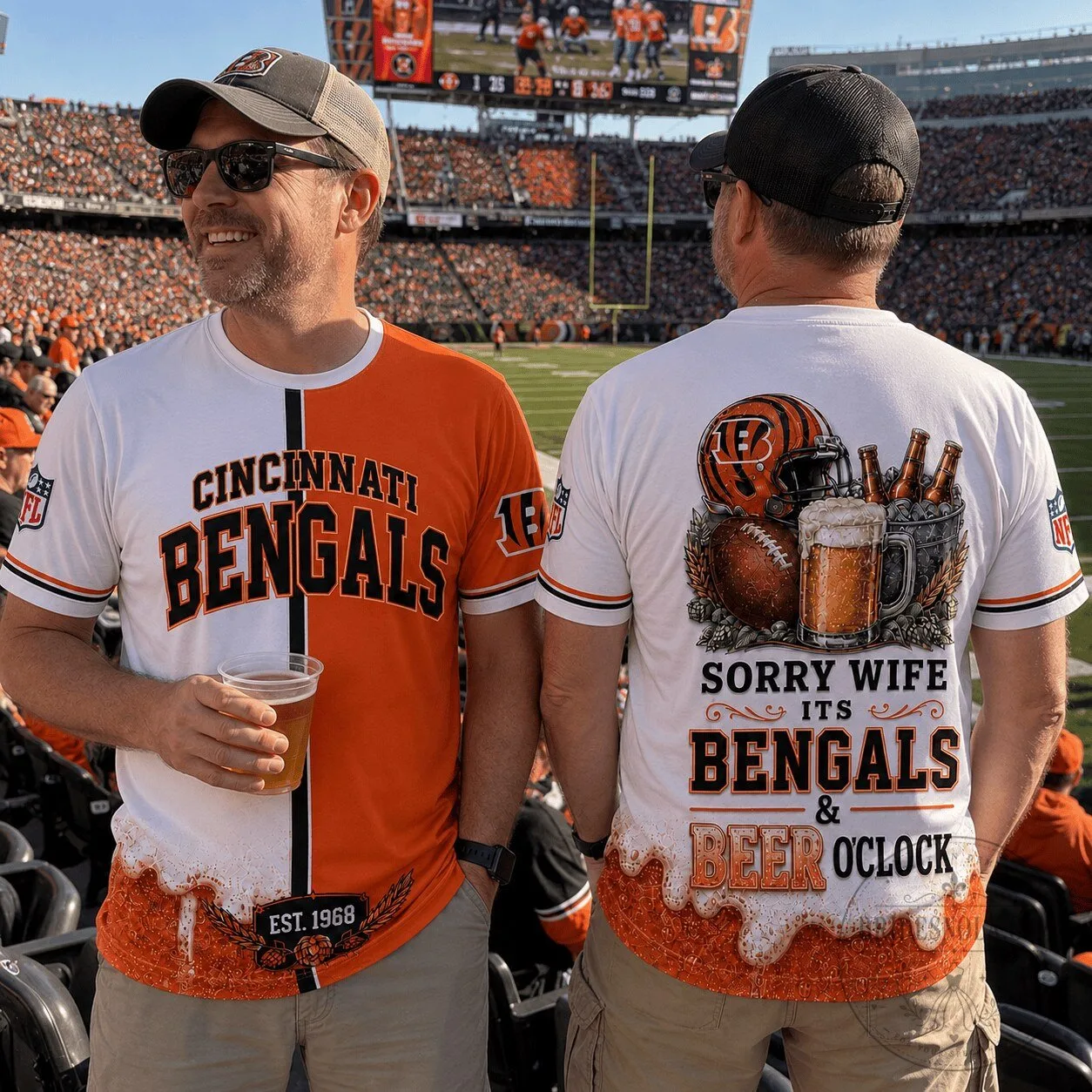 Cincinnati Bengals Match Day Football Fan Shirt for Men, Sorry Wife It's Bengals & Beer O'Clock