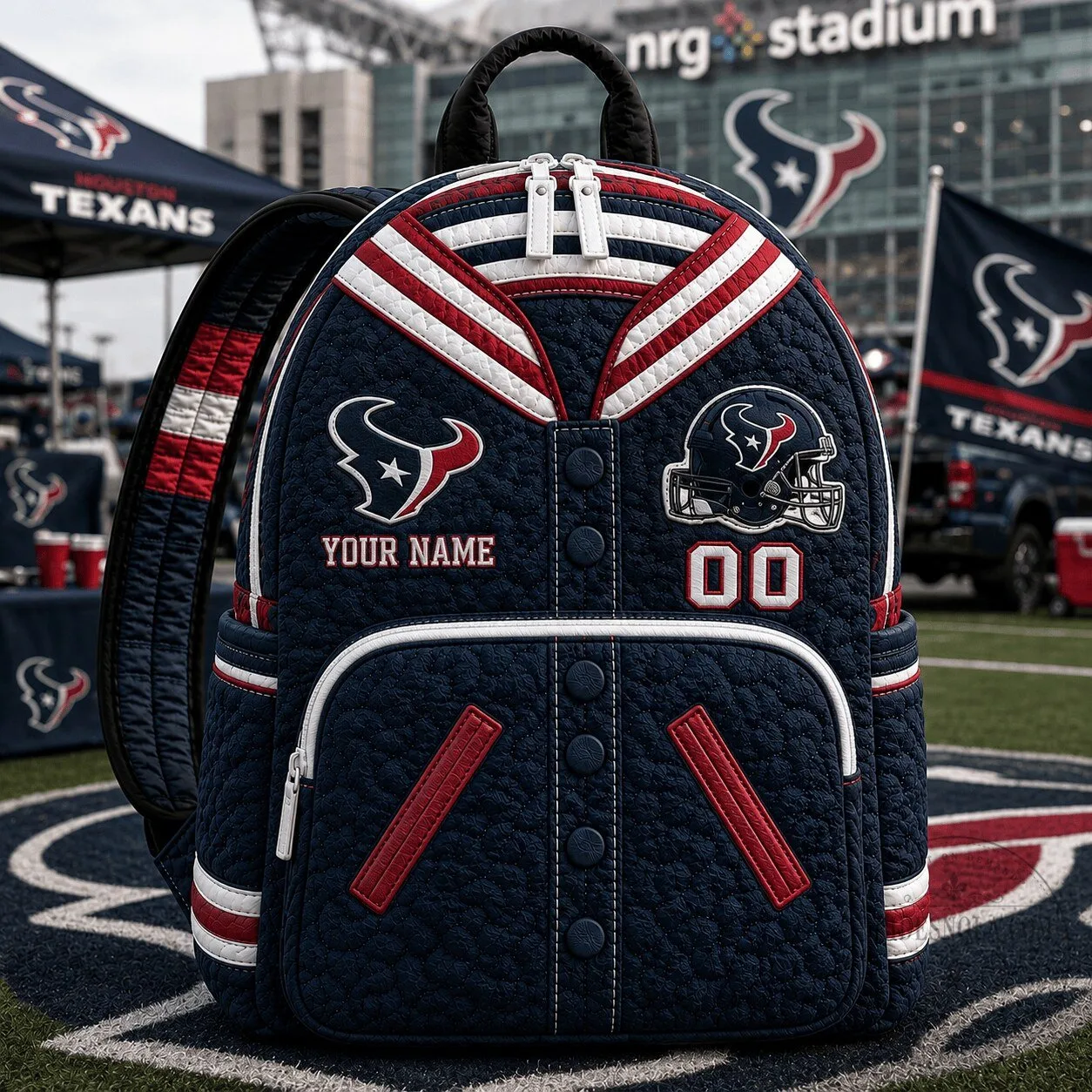 Houston Texans NFL Premium Varsity Quilted Backpack Personalized Gift For Fan