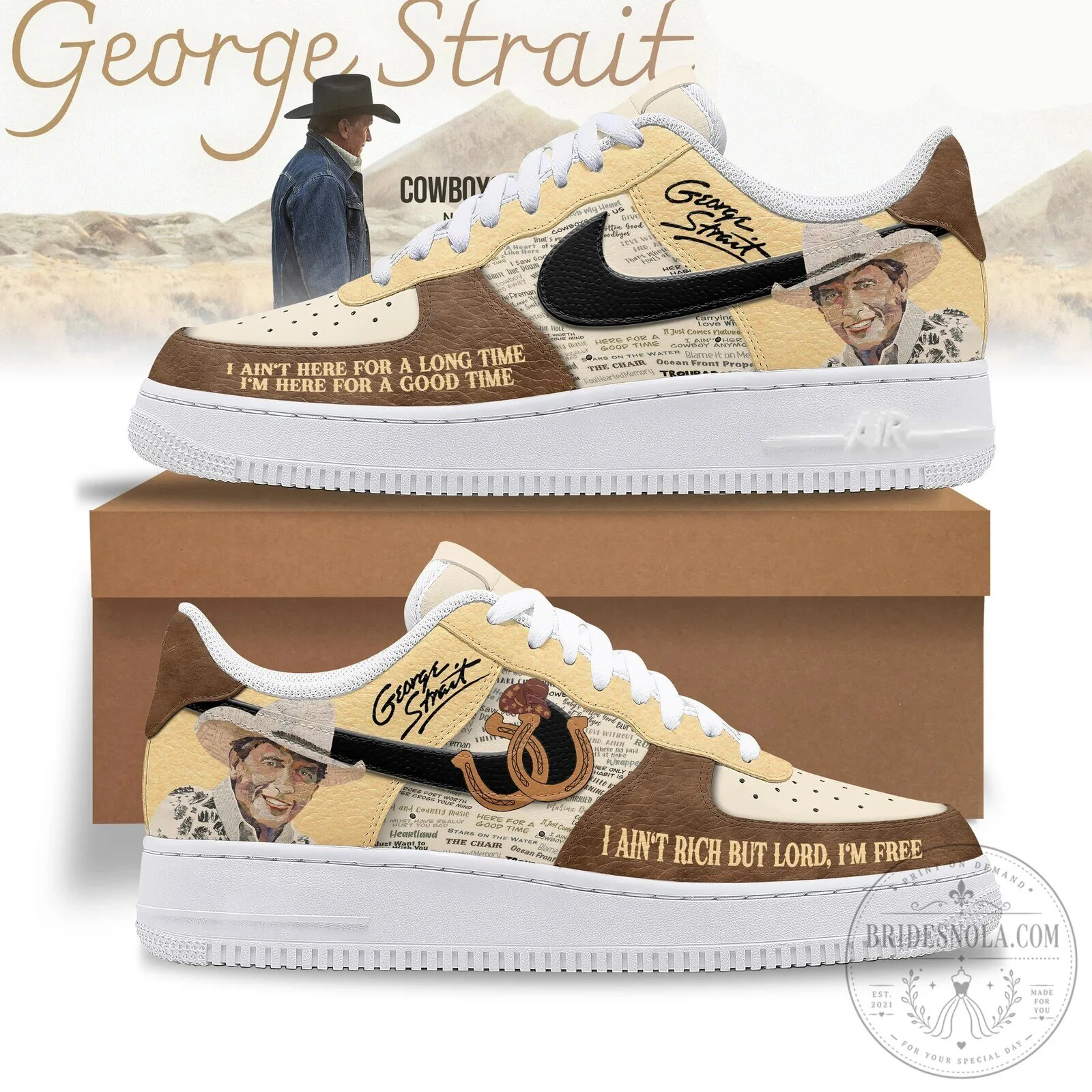 George Strait Country Music Legend Air Force One Custom Sneakers
