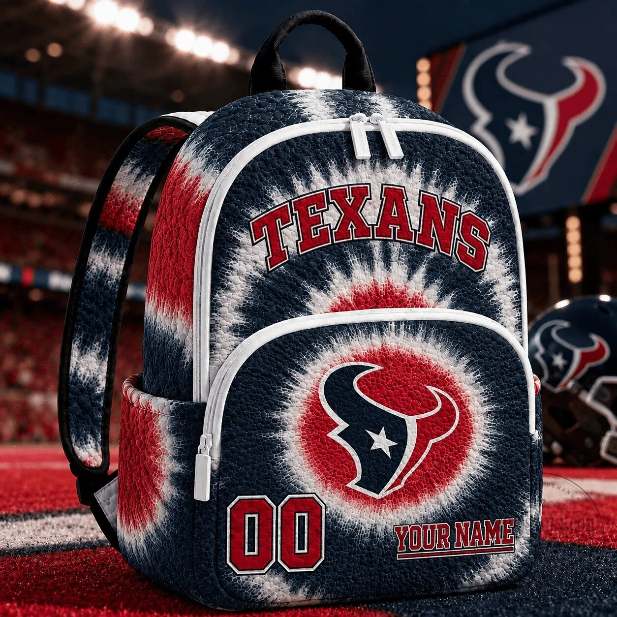 Houston Texans Tie Dye Personalized Backpack Custom Name and Number